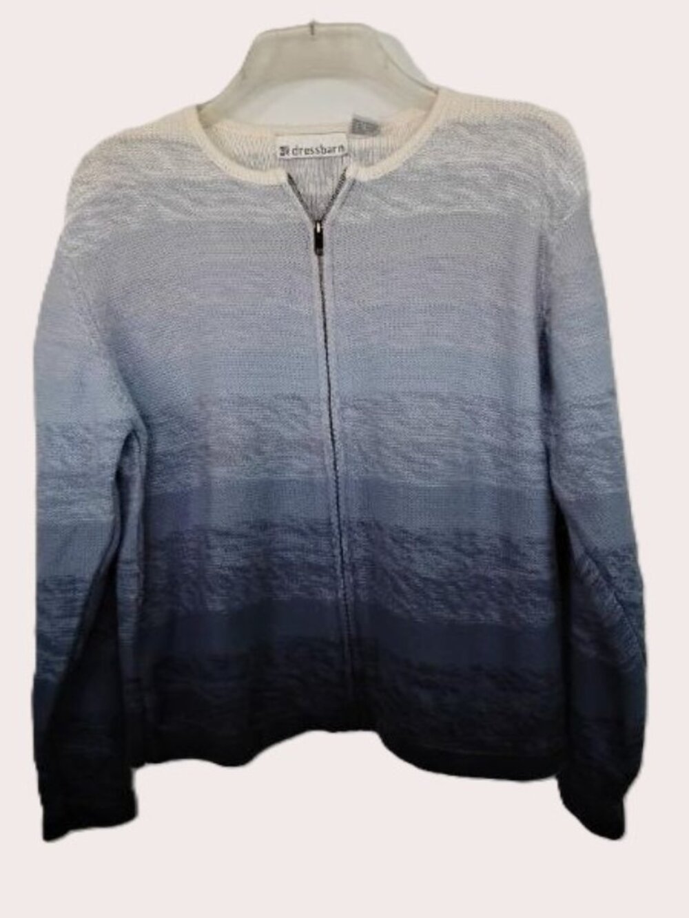 Dressbarn ~ zip cardigan cotton sweater ~ ombre blues ~ L